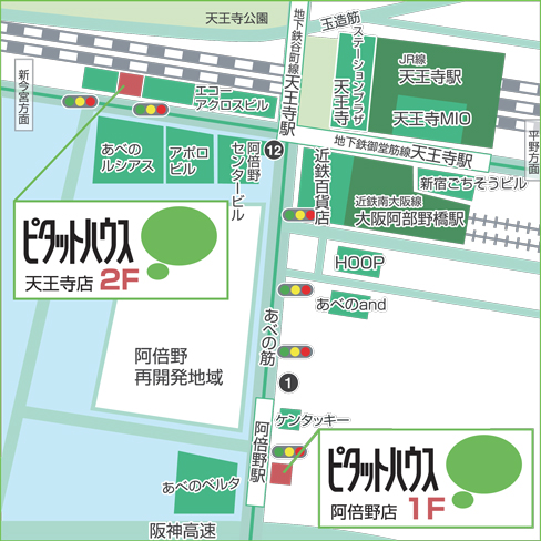 ピタットハウス天王寺店・阿倍野店　MAP