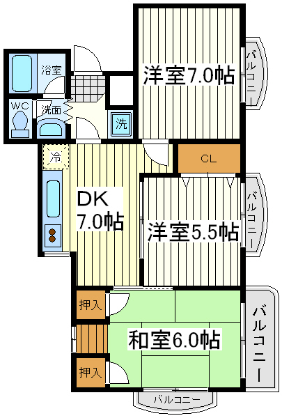 三明グリーンハイツ 三明グリーンハイツ間取図1