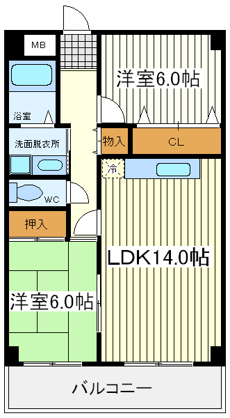 グランドール東田辺 グランドール東田辺間取図1