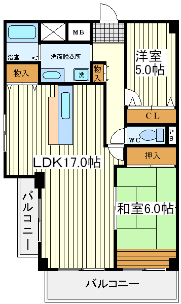 グランドール東田辺 グランドール東田辺間取図2