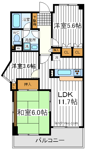 阿倍野三明町パーク・ホームズ 阿倍野三明町パーク・ホームズ間取図3
