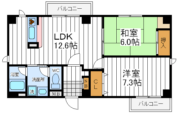 クレール帝塚山 クレール帝塚山間取図2