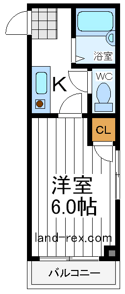 敷金礼金なし、4.5万円(共水込)1Kセパレート! 敷金礼金なし、4.5万円(共水込)1Kセパレート!間取図2